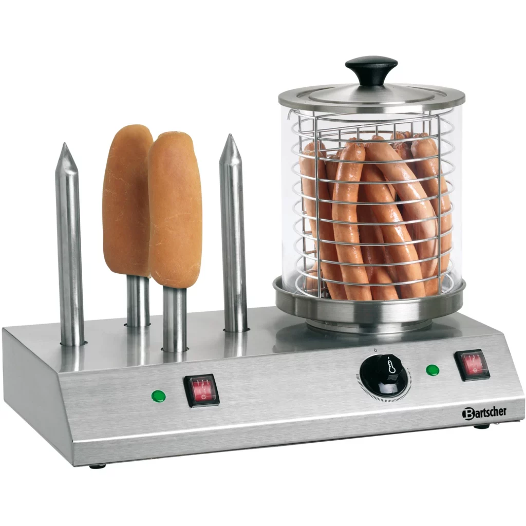 BARTSCHER Hot-Dog-Gerät mit vier Toaststangen und Glaszylinder