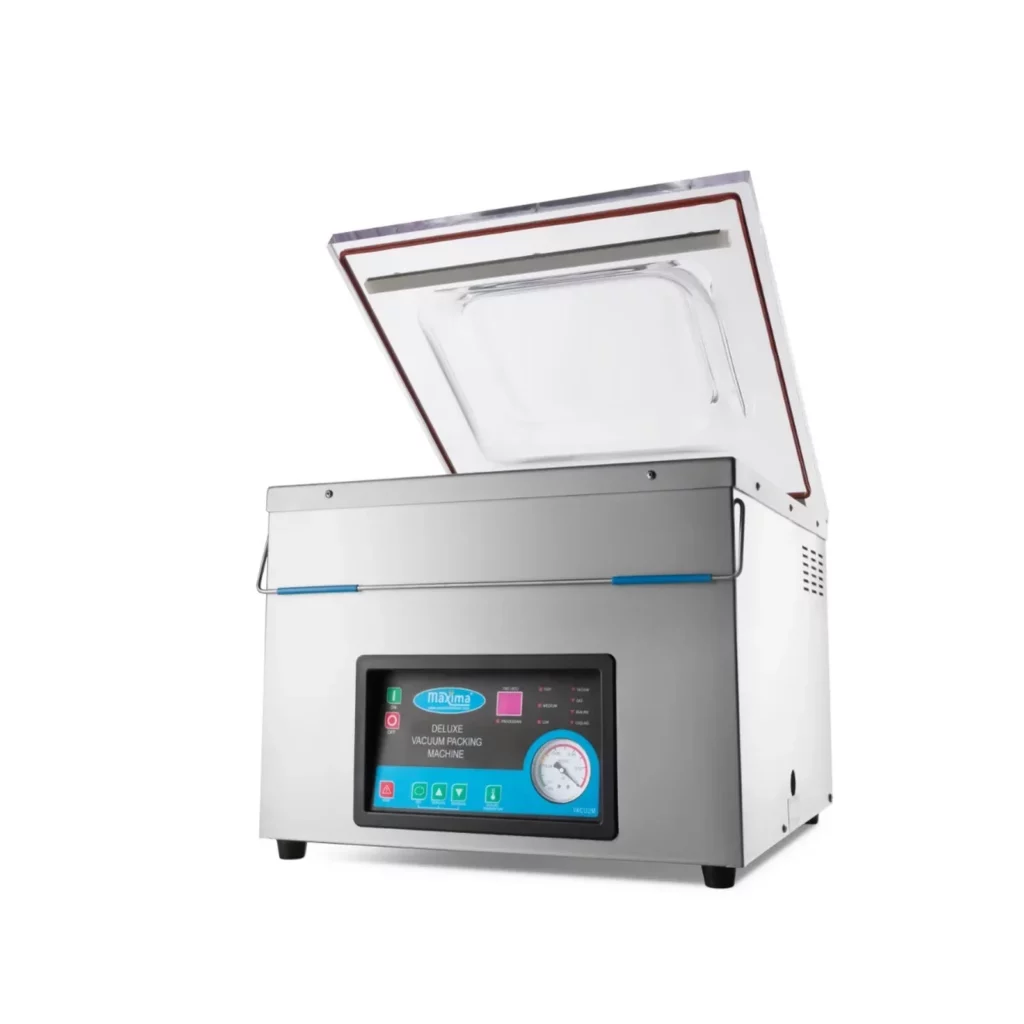Maxima MVAC 400 Vakuumverpackungsmaschine mit geöffnetem Deckel