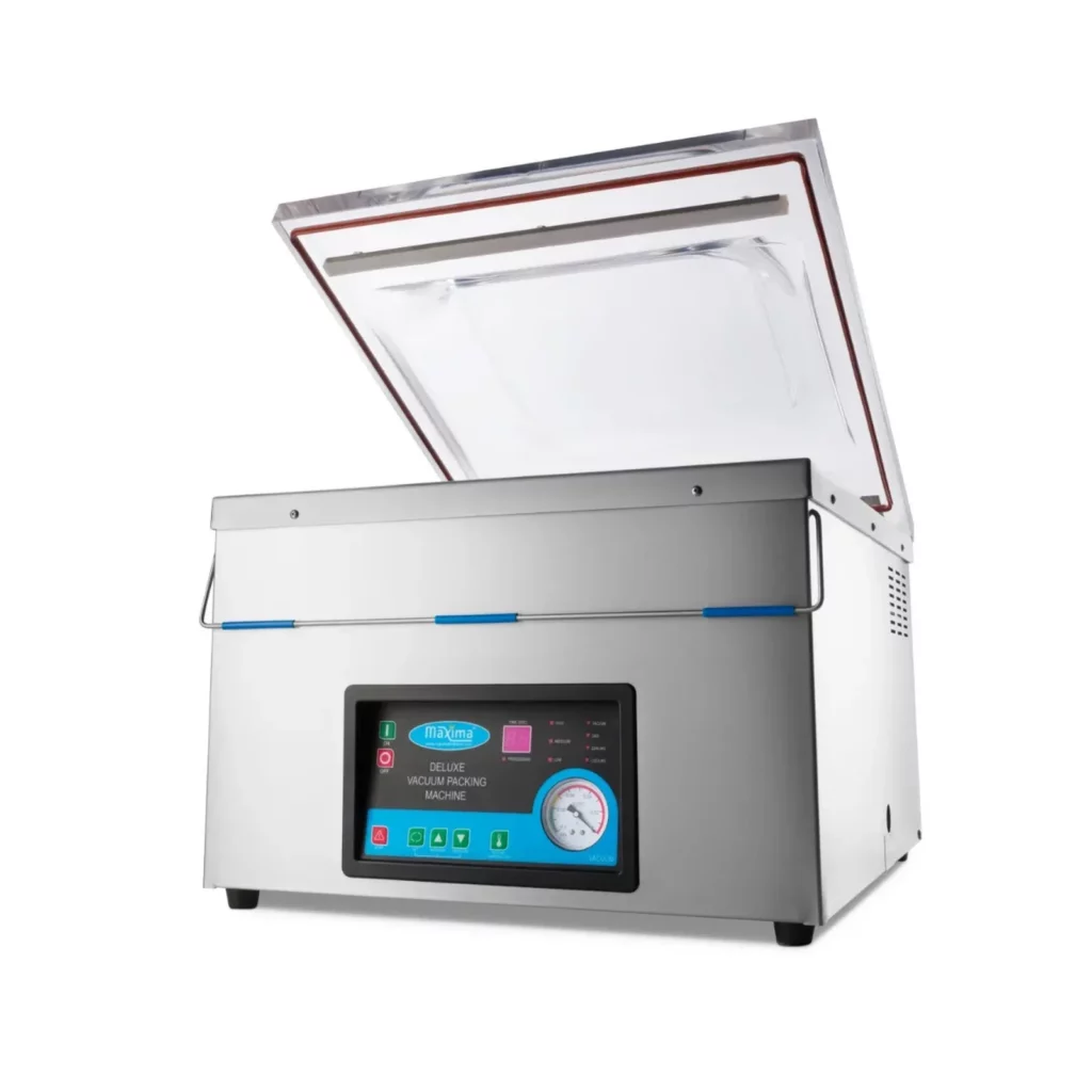Maxima MVAC 450 Vakuumverpackungsmaschine mit geöffnetem Deckel