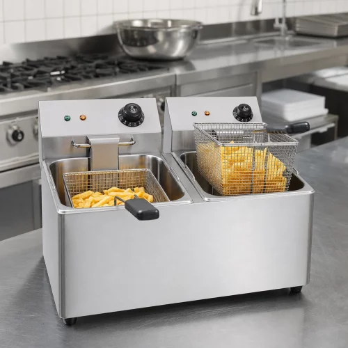 Bartscher Elektro-Doppel-Fritteuse Snack IV im professionellen Einsatz