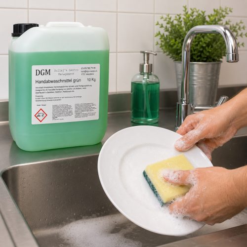 Professionelles Handspülen mit DGM Handabwaschmittel Grün 10 kg