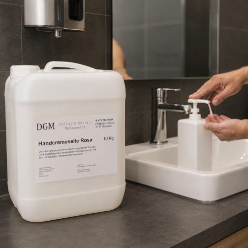 Nachfüllen eines Seifenspenders mit DGM Handcremeseife Rosa 10 kg