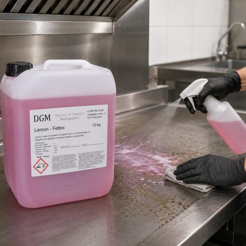 Professionelle Reinigung einer Grillplatte mit DGM Lemon Fettex 10 kg
