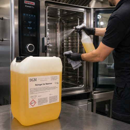 Professionelle Reinigung eines Combi-Steamers mit DGM Steamer-Reiniger