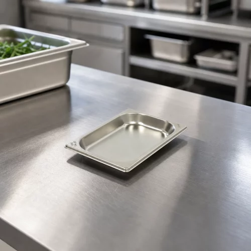 Gastro Gastronormbehälter - 1/4 GN - 2 cm Tief - Edelstahl im professionellen Einsatz