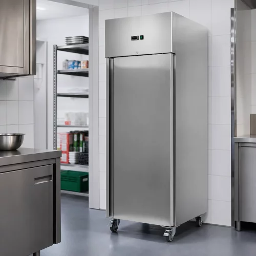 Gastro Kühlschrank - 600 l - 3 Einstellbare Regale (2/1 GN) - Rostfreier Stahl - auf Rädern im professionellen Einsatz