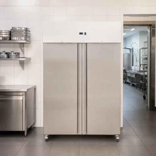 Gastro Kühlschrank - 800 l - 6 Einstellbare Regale - Rostfreier Stahl - auf Rädern im professionellen Einsatz