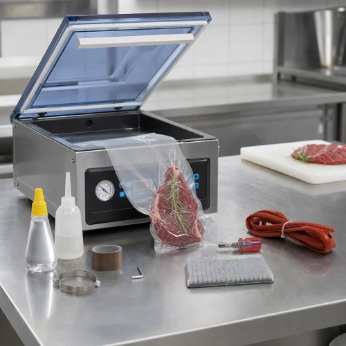 Maxima MVAC 300 Vakuumverpackungsmaschine als Tischmodell im professionellen Einsatz